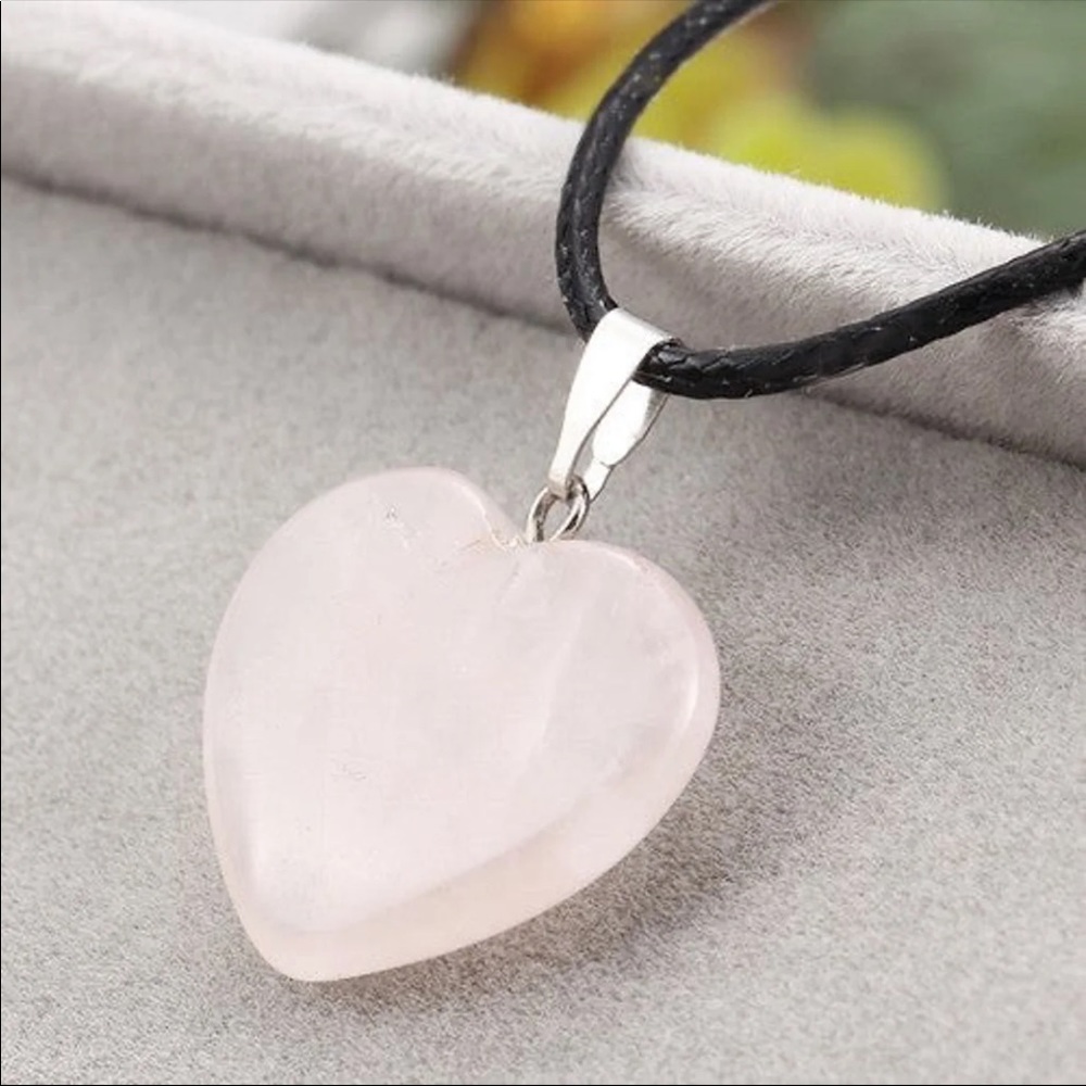 Pink Natural Stone Heart Pendant - Picture 1 of 3